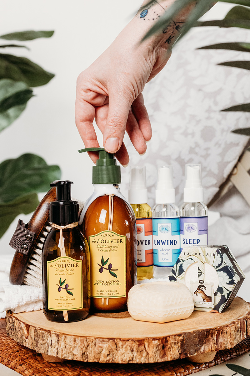 Products from the Baudelaire Everything Shower Ritual that simplify self-care