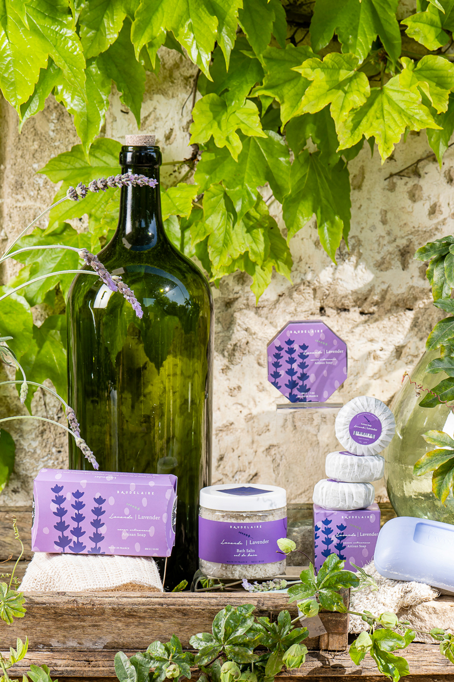 lavender soaps on a table in Provence, France