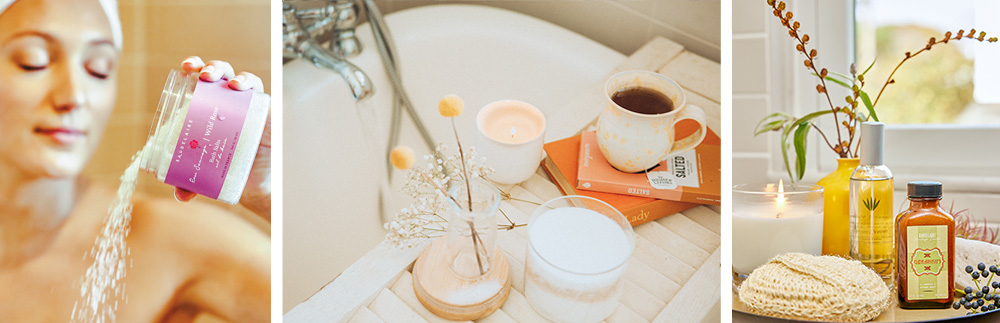 Baudelaire bath and body products in a self-care routine