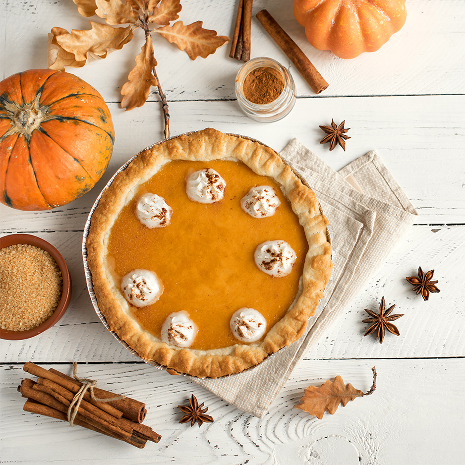 pumpkin pie on table with Loofa Spice soap